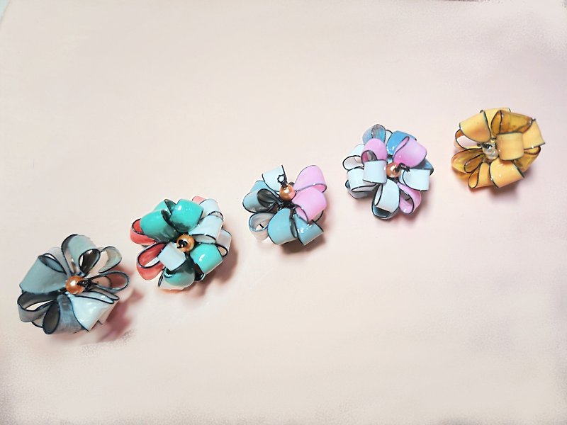 Colorful Butterfly Flower Ball Medical Steel Ear Hooks - Earrings & Clip-ons - Resin Transparent