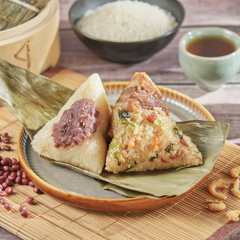 【紅豆食府】綜合雙享粽禮盒(上海菜飯鮮肉粽2入+豆沙粽2入)(含運 - 米/五穀雜糧 - 其他材質 