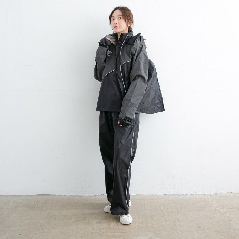 [Backpack style] Terminator slanted open patented two-piece windbreaker - iron gray - Umbrellas & Rain Gear - Waterproof Material Gray