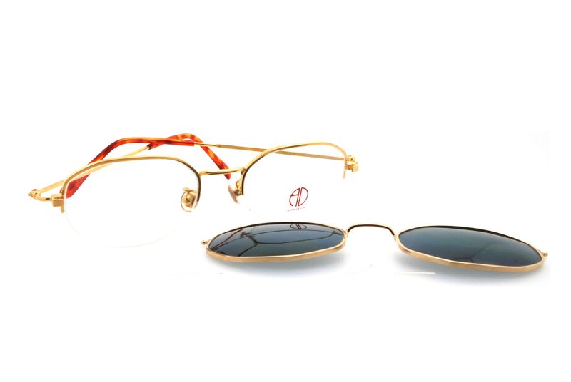 Alain Delon 8062 C-1 80s Vintage Clip On Sunglasses - แว่นกันแดด - โลหะ สีทอง