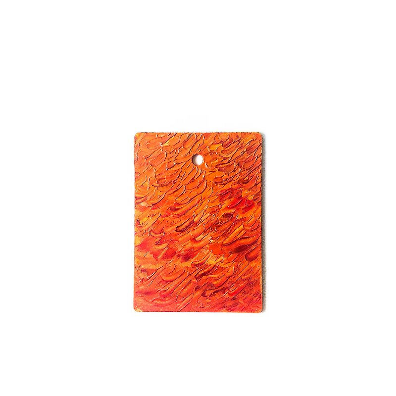 วัสดุอีโค พวงกุญแจ สีส้ม - Abstract Portable Wood Art Ornament