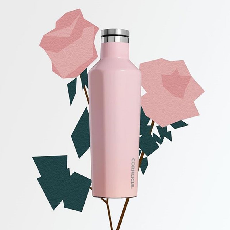 CORKCICLE GLOSS series three-layer vacuum wide mouth cup-470ml rose quartz powder - แก้ว - สแตนเลส สึชมพู