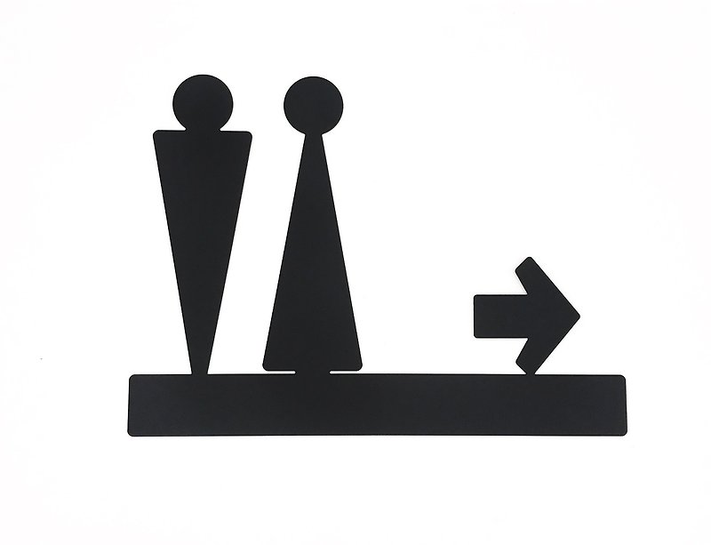 Oversized 304 Stainless Steel toilet direction arrow dressing room listing toilet toilet sign - Wall Décor - Other Metals Black