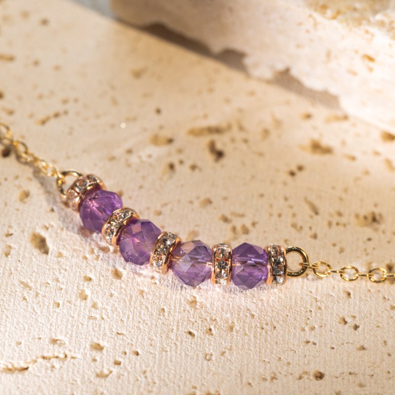 【Can be customized】Natural Crystal・Amethyst Necklace│Sister Gift・Girlfriend・Lucky Jewelry - Necklaces - Crystal Purple