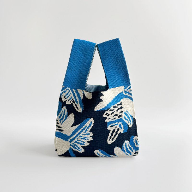 蕨柔手拿針織包 - 半邊羽裂縫尾蕨 | 針織 手拿包 小包 提袋 聖誕 - 手拿包 - 其他人造纖維 藍色