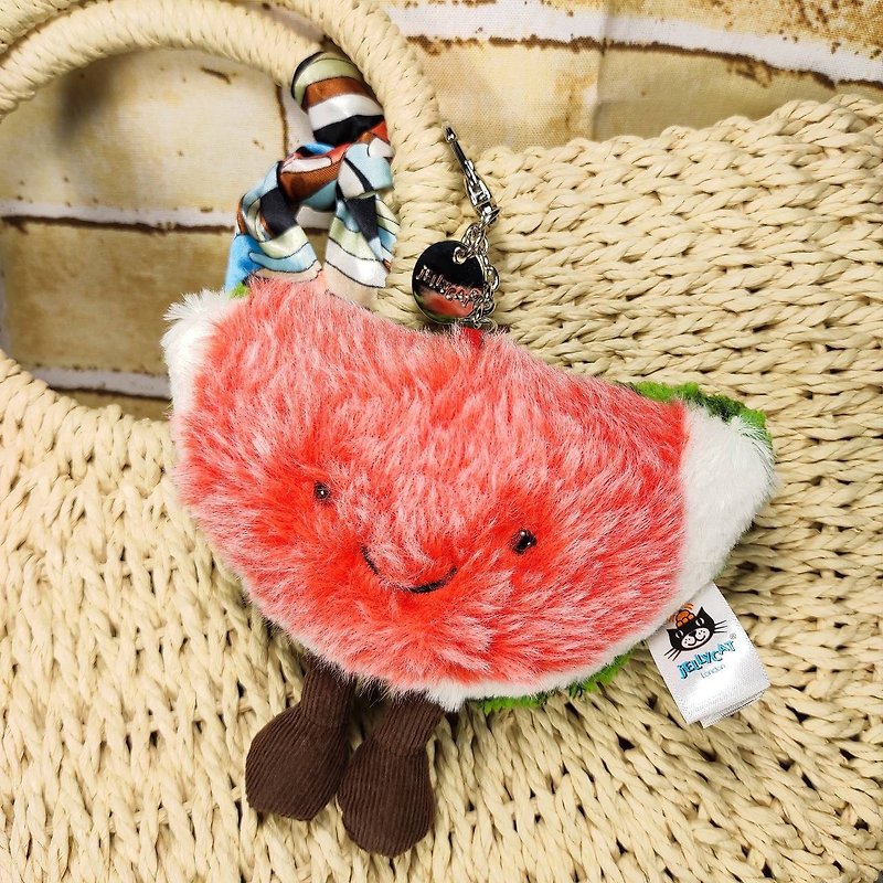 Jellycat Amuseables Watermelon Bag Charm - พวงกุญแจ - เส้นใยสังเคราะห์ ขาว