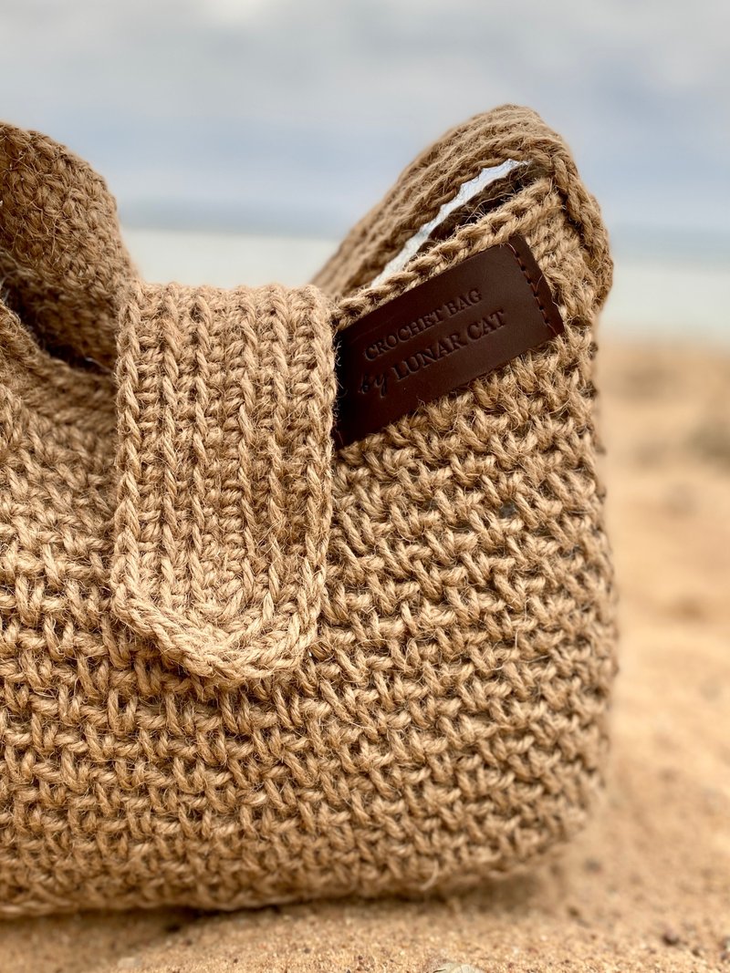 Crochet Crossbody Jute Bag, Crochet Jute Purse, Reusable Bag - 手提包/手提袋 - 環保材質 多色