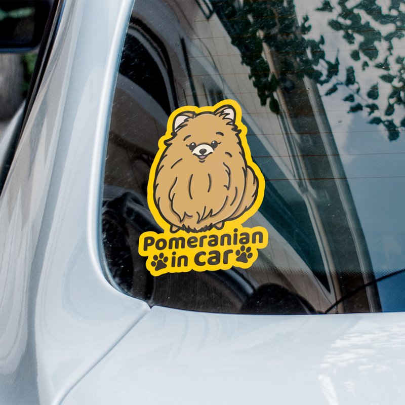 Pomeranian Car Sticker, Cute Dog Sticks On The Inside Car Sticker - สติกเกอร์ - วัสดุกันนำ้ หลากหลายสี