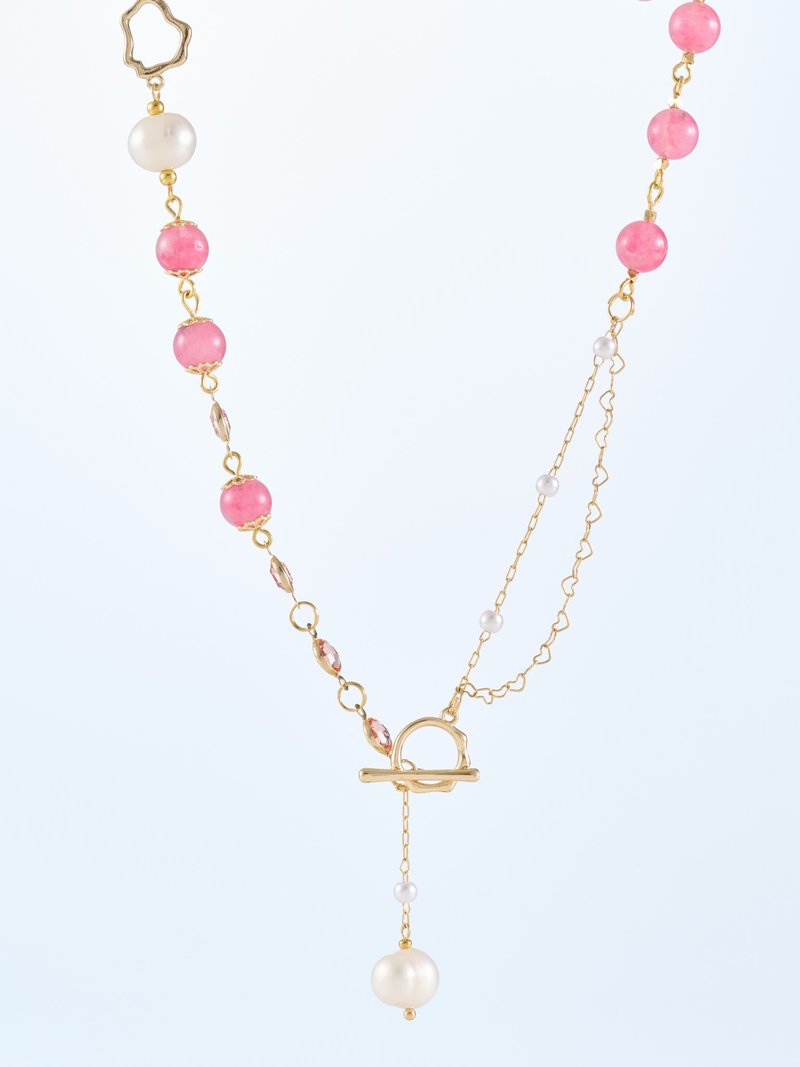 Goddess Hebe ~ First Love Series Strawberry Crystal Pearl Necklace ~ Customized Gift Recommendation - Necklaces - Jade Pink