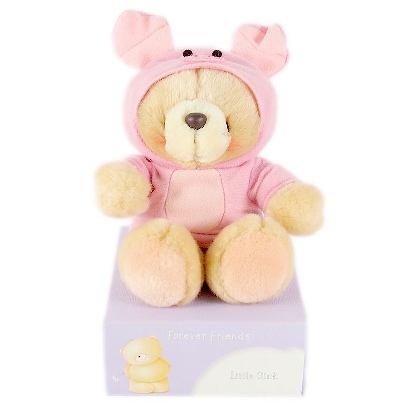 4.5 inches/farm piggy bear and fluffy bear [Hallmark-ForeverFriends cross-dressing series] - Stuffed Dolls & Figurines - Other Materials Pink