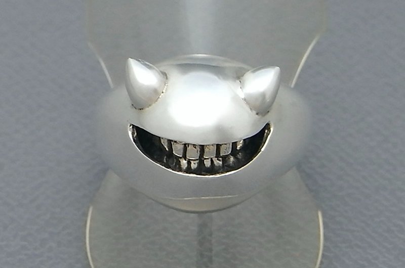 horned smile ring_16 (s_m-R.30) 微笑 角 銀 戒指 指环 horn jewelry sterling silver - 戒指 - 純銀 銀色