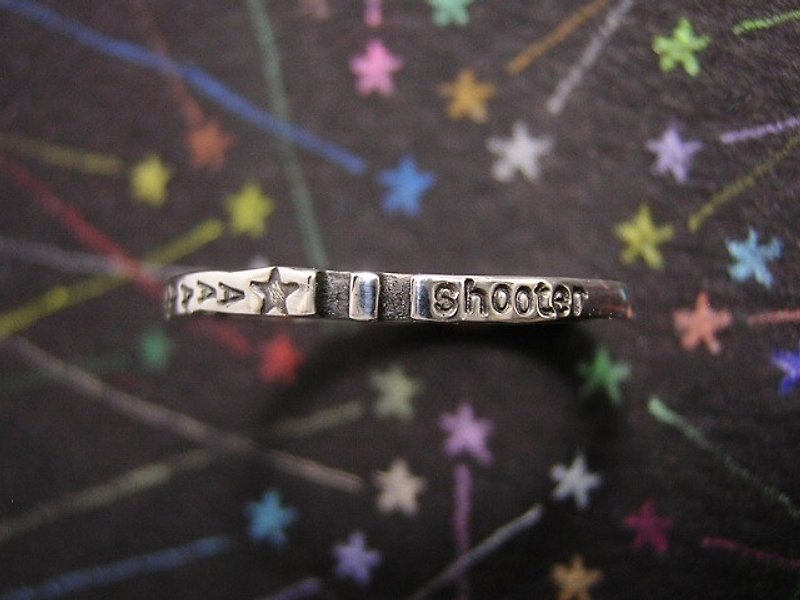 shooter ( mille-feuille ) ( engraved stamped message sterling silver jewelry ring 愿 願 星 流星 彗星 射手 人马 星座 宇宙 刻印 雕刻 銀 戒指 指环 ) - แหวนทั่วไป - โลหะ 