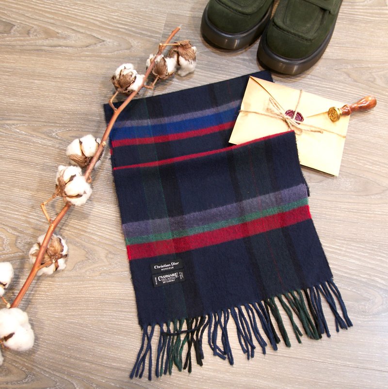 Back to Green :: Christian Dior MADE IN JAPAN Cashmaire 100% vintage scarf (SSC-02) - ผ้าพันคอ - ขนแกะ 