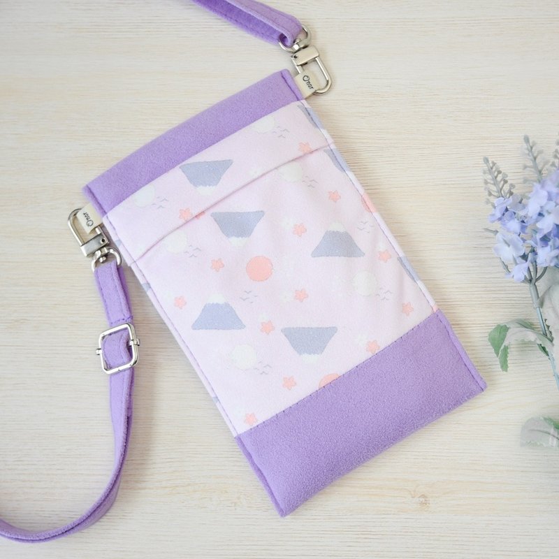 Cross-body mobile phone bag Om2 [Fuji pink cherry] Onor patented wipeable - เคส/ซองมือถือ - ไฟเบอร์อื่นๆ สีม่วง