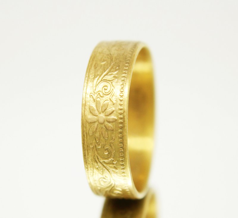 Gold Coin Ring Japan 1 Sen 1927-1938 18k gold plated ring coin rings for men - 戒指 - 其他金屬 