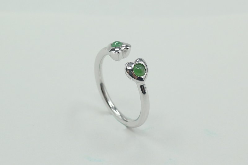 Elastic 18K Gold Ring: Emerald Heart - แหวนทั่วไป - โลหะ ขาว