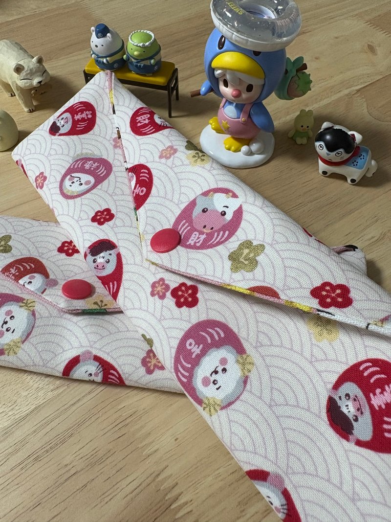 文青風環保純棉筷袋 卡哇伊福氣玩偶 原胚粉白 12生肖 吉祥帶財 - 居家收納/收納盒/儲物盒 - 棉．麻 粉紅色
