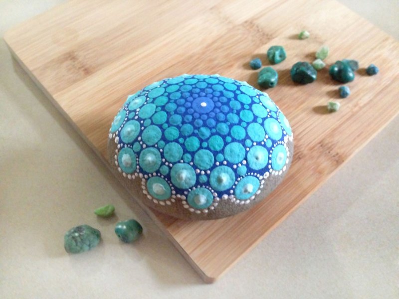 Turkey Blue Mandala stone - Items for Display - Stone Blue