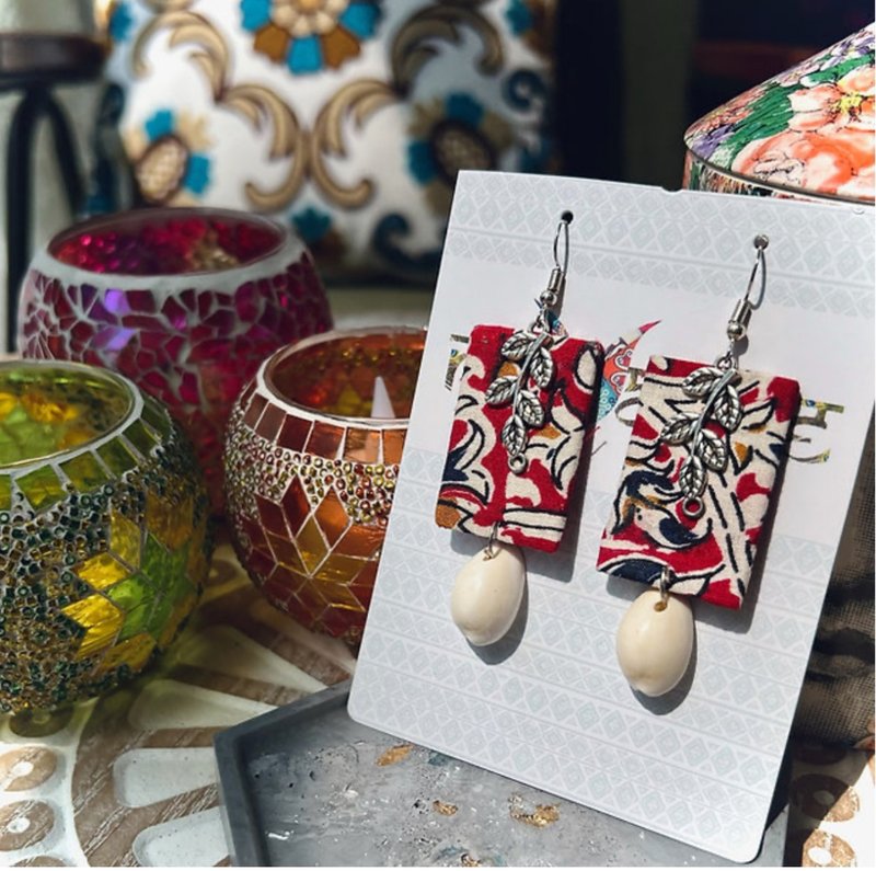 印度丨民族耳環教師系列-星火燎原 - 耳環/耳夾/耳骨夾 - 其他材質 紅色