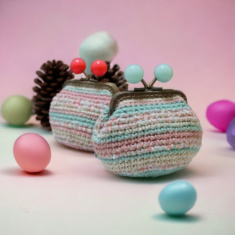 Colorful candy kiss lock bag Linen mixed thread braided small fragrance style coin purse small purse - Coin Purses - Cotton & Hemp 