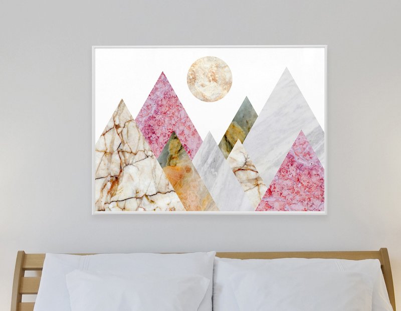 Abstract Rocky Mountains Art Print Marble Landscape Art Print - 壁貼/牆壁裝飾 - 紙 