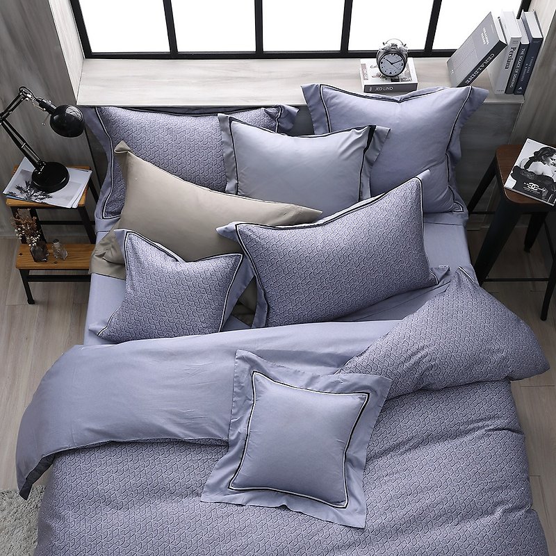 (加大尺寸)極光-頂級500織超級匹馬棉兩用被床包四件組 - 床包/寢具 - 棉．麻 灰色