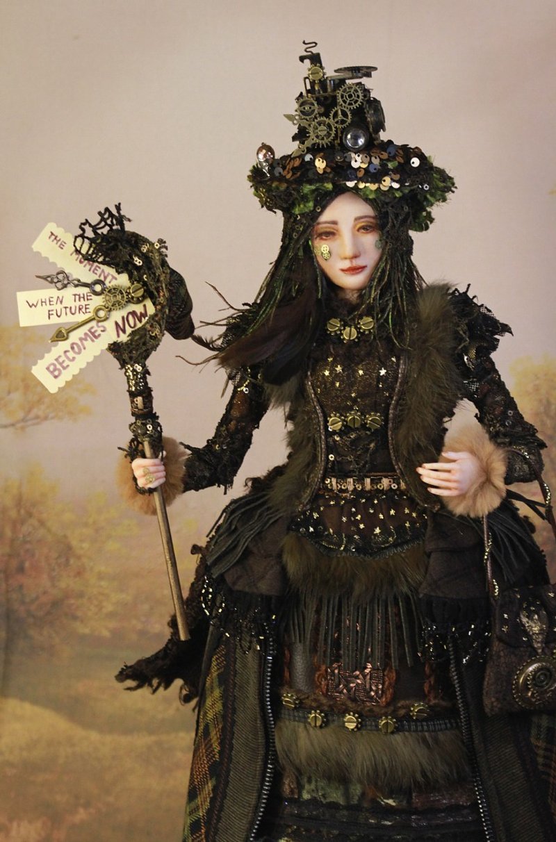 OOAK Handmade Interior Art Doll The Nobody from Somewhere Polymer Clay Steampunk - 擺飾/家飾品 - 黏土 多色