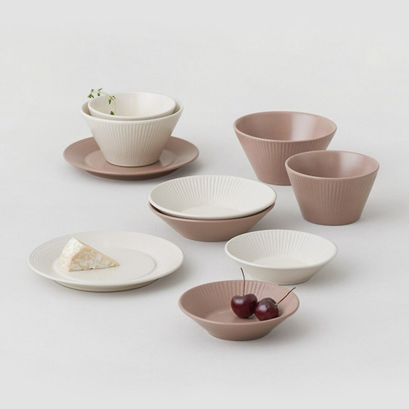韓國LENANSE HYGGE 韓國製陶瓷雙人碗盤10件組-多色可選 - 盤子/餐盤 - 陶 粉紅色