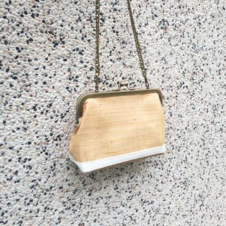 Nature raffia weave clasp frame bag/with chain/ cosmetic bag / shoulder bag /