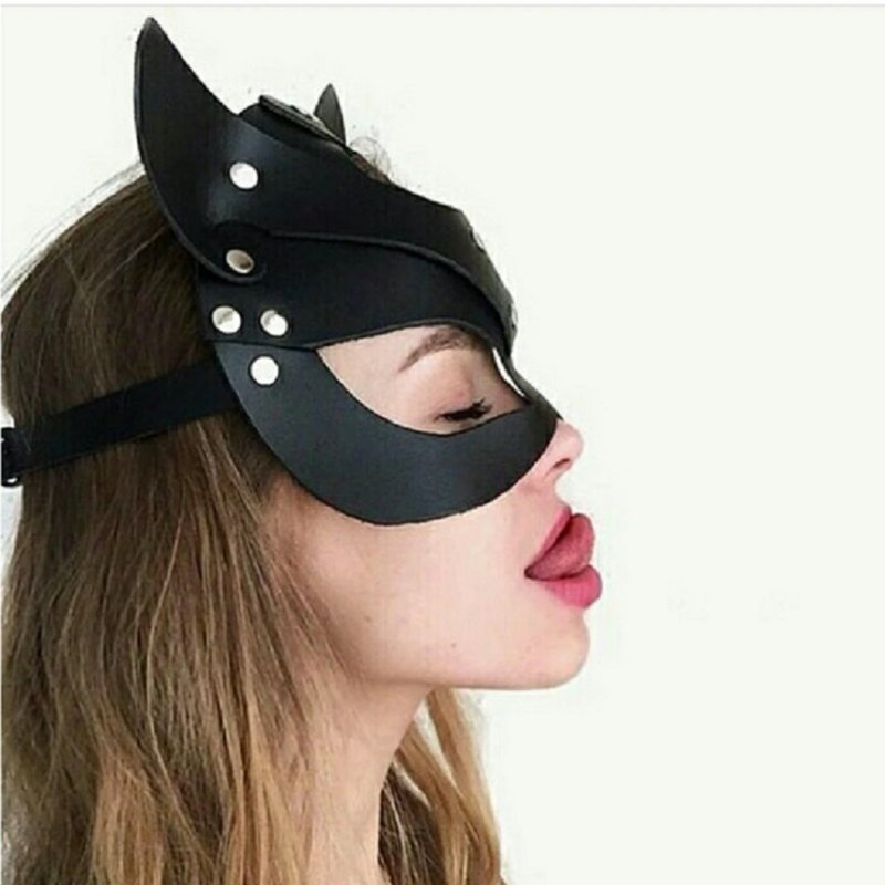 Leather cat mask - Catwoman mask - Cat face mask - Cat masks -Cat mask halloween - Face Masks - Genuine Leather Black