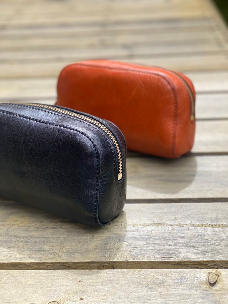 leather storage bag - Toiletry Bags & Pouches - Genuine Leather Black