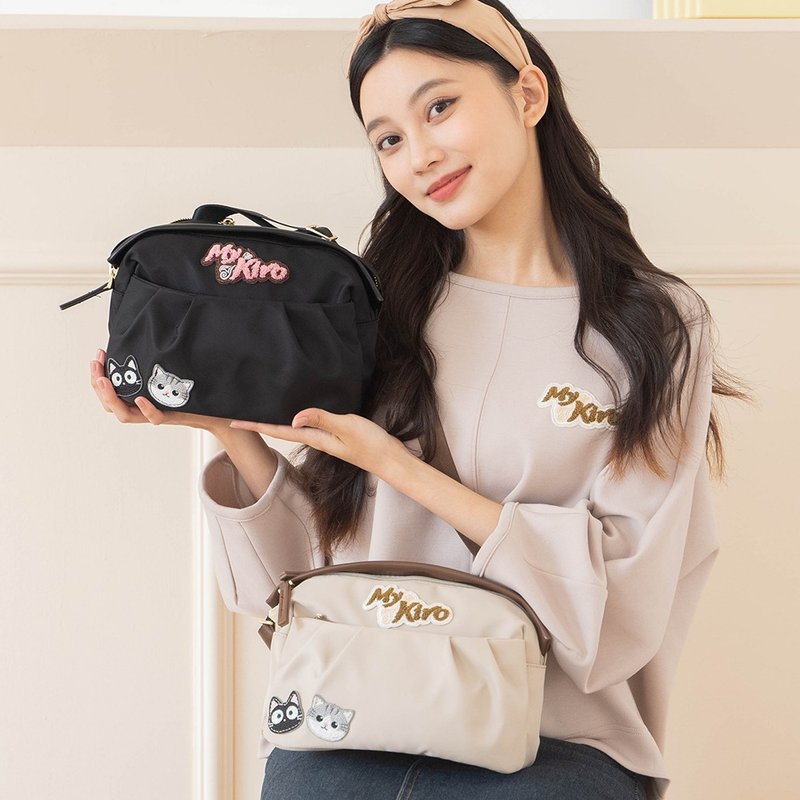 Xiao Long Bao Towel Embroidered Lightweight Waterproof Double Layer Crossbody Bag [310011] - Messenger Bags & Sling Bags - Waterproof Material Black