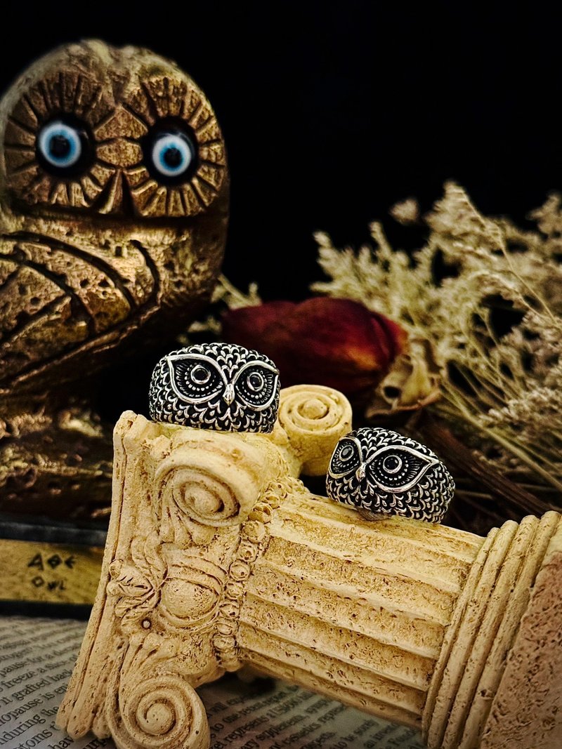 【經典系列】 貓頭鷹 owl 925純銀 戒指 - 戒指 - 純銀 銀色