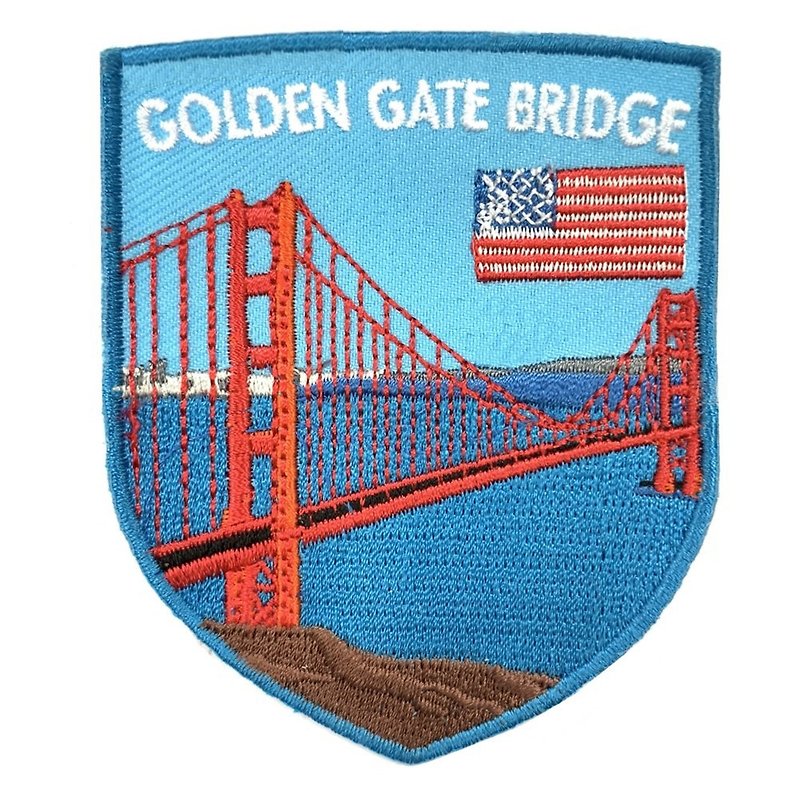 San Francisco Golden Gate Bridge Jacket Iron Embroidery USA San Francisco Adhesive Patch Armband Fabric - เข็มกลัด/พิน - งานปัก หลากหลายสี