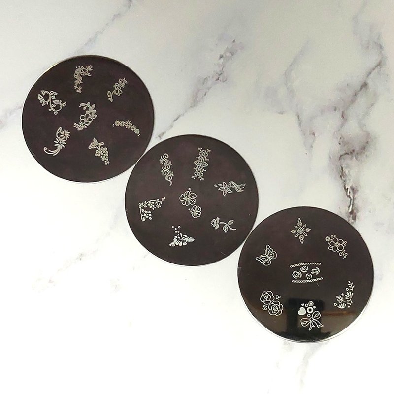 BEnailsネイルアートトランスファープレートフラワーランゲージ（スモールラウンドバージョン）SC008ネイルアートプリントプレートネイルペインティングDIY - マニキュア・ネイル - ステンレススチール シルバー