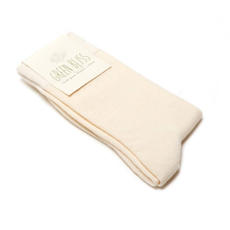 有機棉襪 - 素色壓紋 Iceland Ivory 冰島象牙白 中長襪 (男/女) - 襪子 - 棉．麻 白色