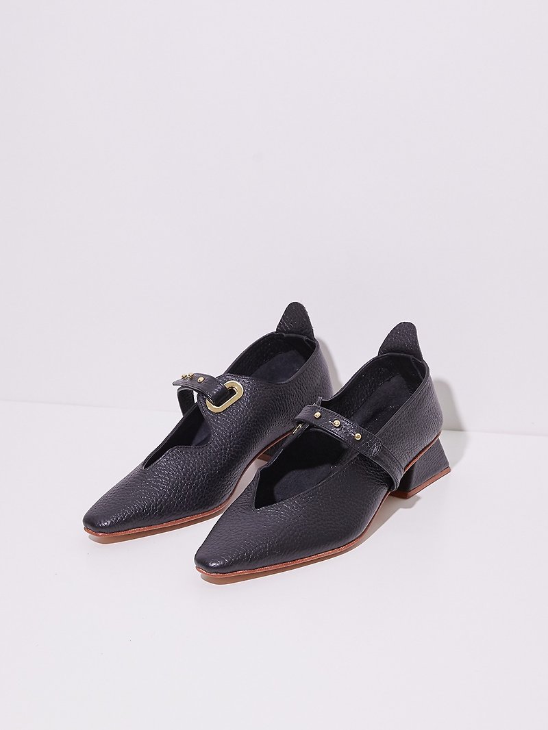 3.3 THE RETOUR HEEL / BLACK - Women's Leather Shoes - Genuine Leather Black