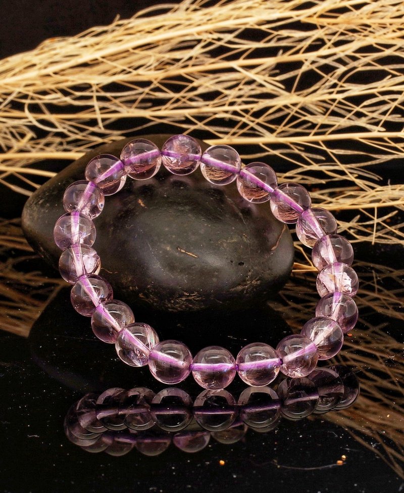 紫阿賽斯特萊 9mm 水晶手鍊 ( Purple Azeztulite 9mm Bracelet ) - 手鍊/手環 - 水晶 