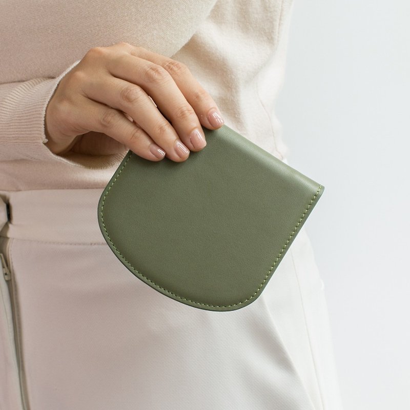 財布 天然皮革 濃い緑色 - 財布 - 革 グリーン