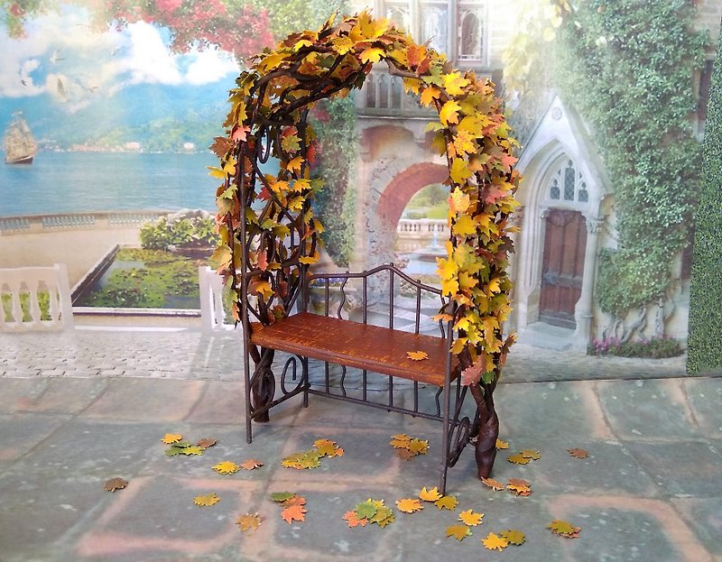 1:12 scale.Autumn arch, bench. Puppet miniature  1:12. - Stuffed Dolls & Figurines - Other Materials 