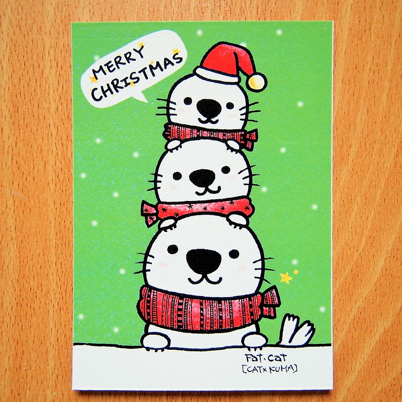 聖誕明信片 -- 聖誕海豹疊疊樂 - 心意卡/卡片 - 紙 多色