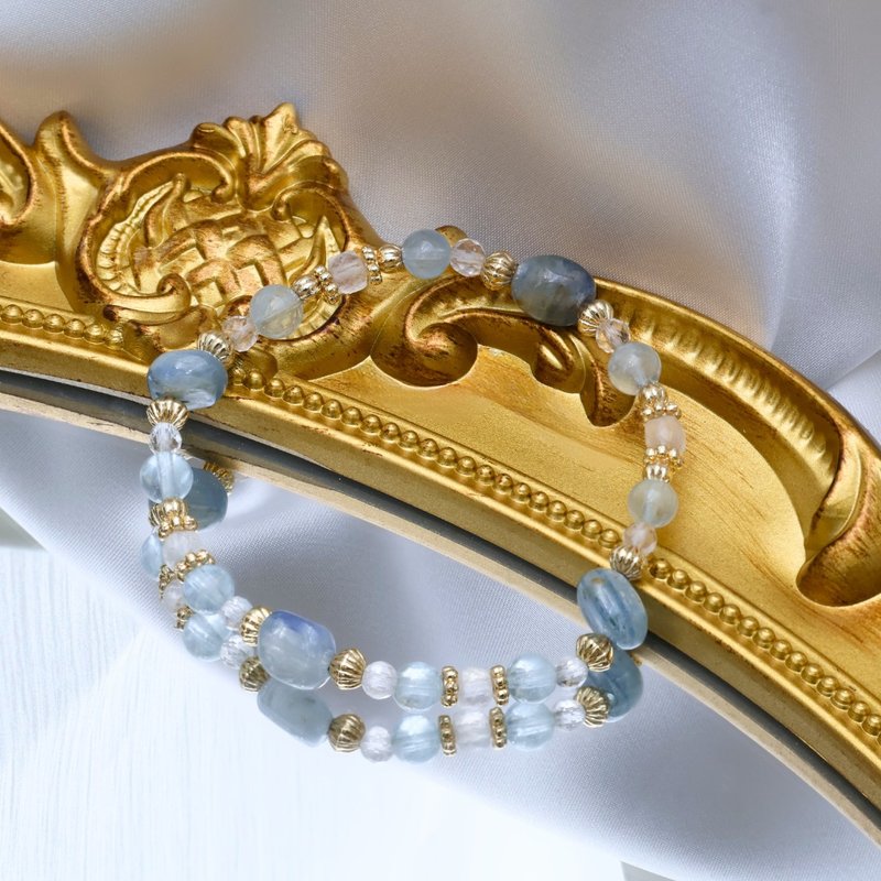 雨後青藍 | 限量造型藍晶石 喉輪 溝通 | 水晶手鍊 情人節禮物 - 手鍊/手環 - 水晶 藍色