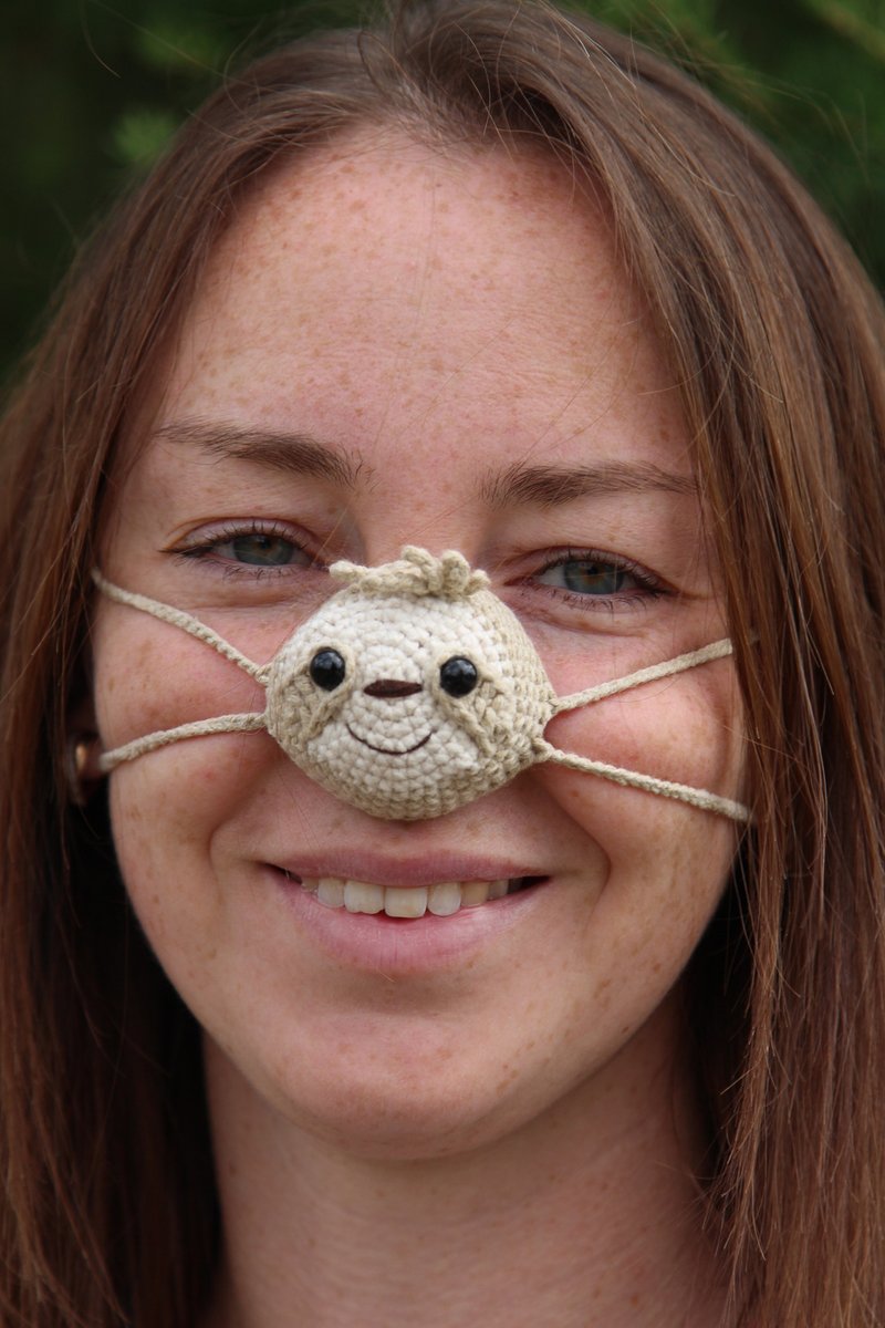 Nose warmer sloth lover. Fun  face mask. - 帽子 - 棉．麻 灰色
