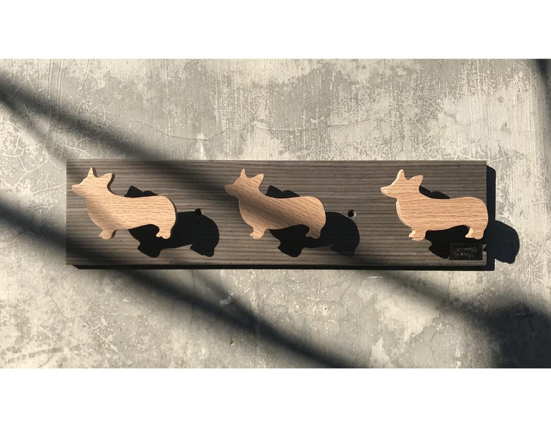 木製 柯基 哥基掛架 衣物架 璧掛飾物 掛勾 掛鉤 - 居家收納/收納盒/儲物盒 - 木頭 咖啡色
