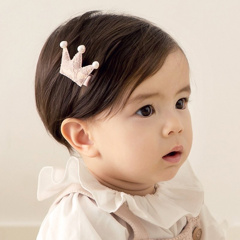 Happy Prince Bling Crown Baby Crown Hairpin Hairpin Made in Korea - เครื่องประดับ - เส้นใยสังเคราะห์ สึชมพู