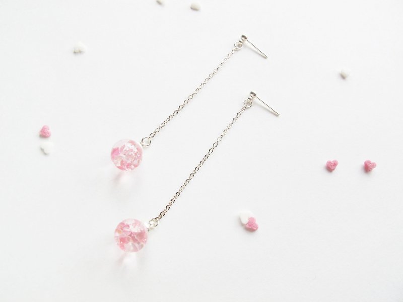 Rosy Garden  Cherry blossom pink crystal earrings - ต่างหู - แก้ว สึชมพู