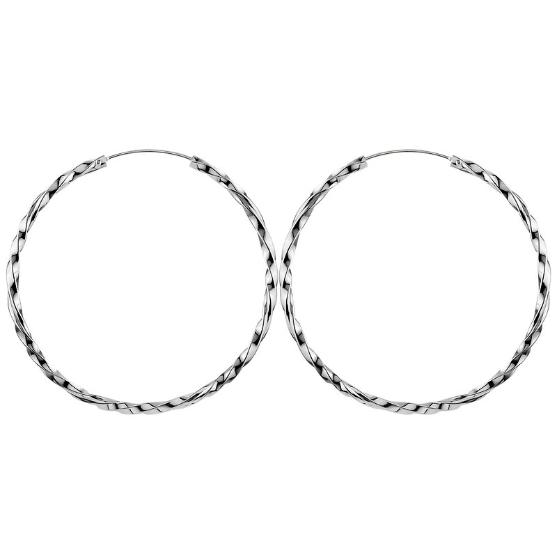 Silver Hooptwisted earrings 92.5% sterling  thickness 2.2mm. (Large size) - Earrings & Clip-ons - Sterling Silver White