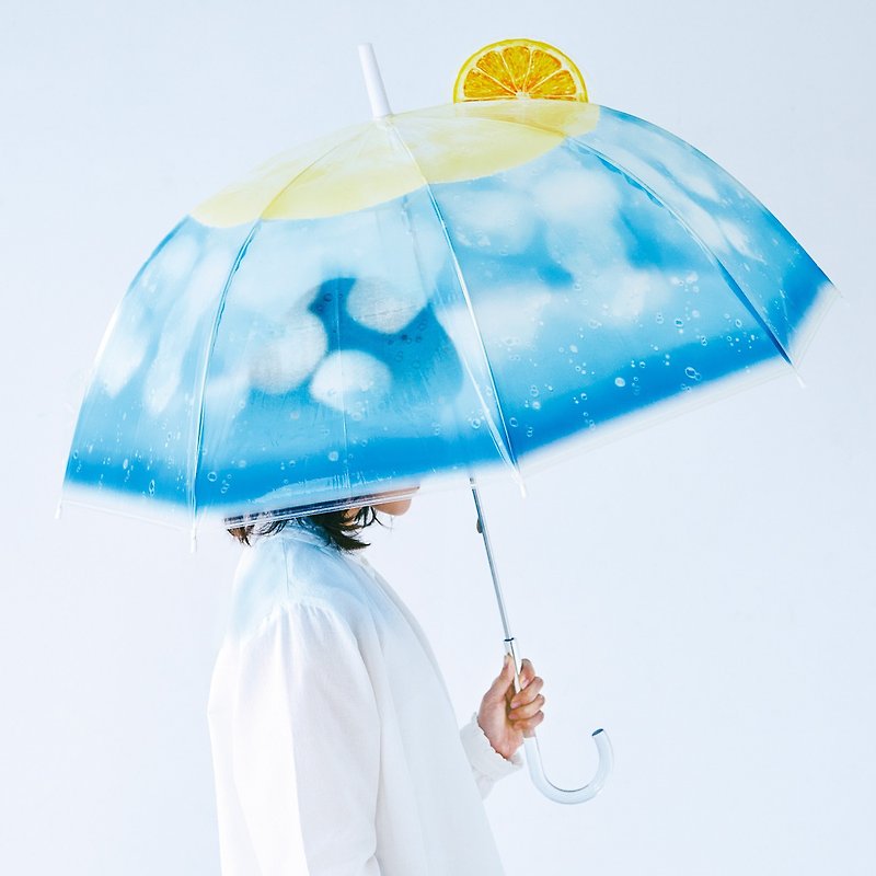 【YOU+MORE!】Qinliang Ice Cream Soda Umbrella-Transparent Blue - Umbrellas & Rain Gear - Other Materials 