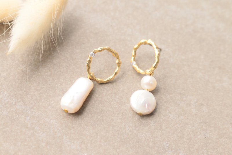 出清品 珍珠 耳環 1180-桃花 - 耳環/耳夾 - 寶石 白色