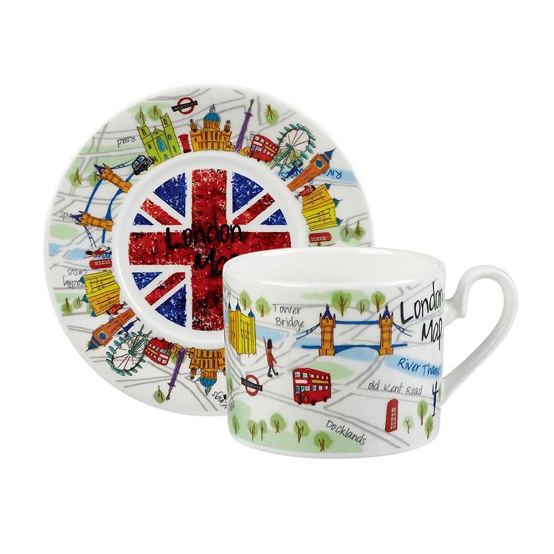 London Maps TEA CUP & SAUCER - Mugs - Porcelain Yellow